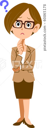 Full body of woman in suit having doubts Full body of woman in suit having doubts 60865178