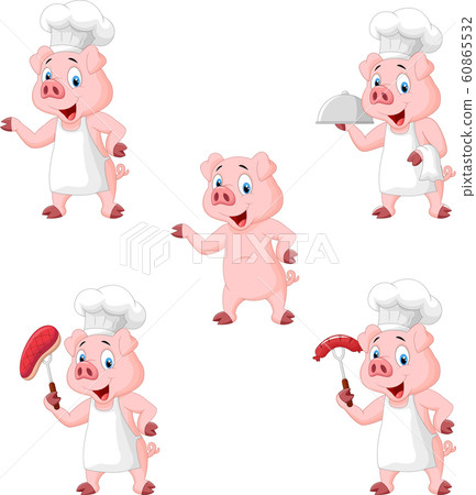 Cartoon pig chef collection set Cartoon pig chef collection set 60865532