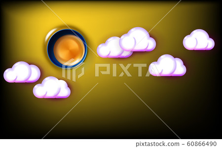 Full Moon yellow, black color background. Abstract 60866490