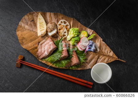 Set with high grade Japanese foods 60866826