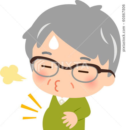 Senior man who became hungry after eating too much 60867806