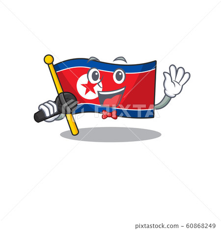 Cute cartoon Singing flag north korea Scroll with a microphone Cute cartoon Singing flag north korea Scroll with a microphone 60868249
