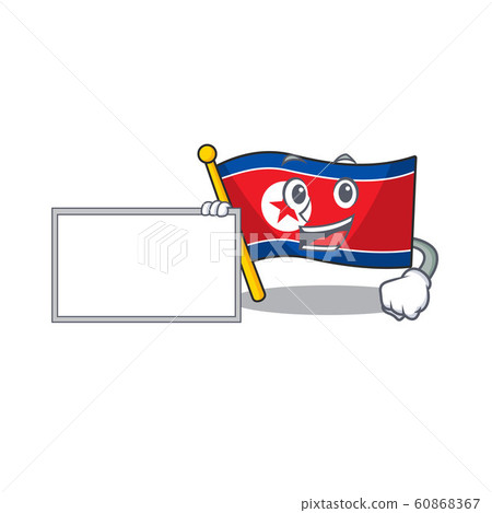 Flag north korea Scroll with board cartoon mascot design style 60868367