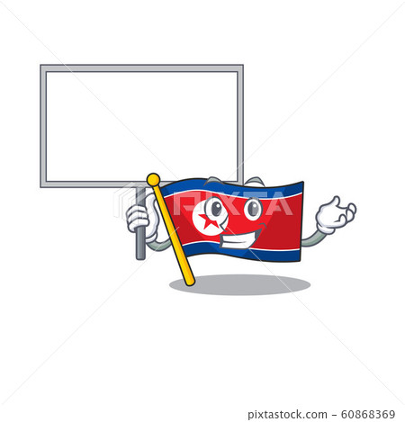 Flag north korea Scroll cute cartoon character bring a board Flag north korea Scroll cute cartoon character bring a board 60868369