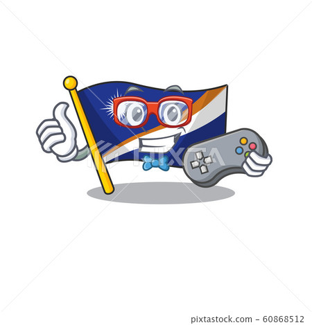 Funny geek gamer flag marshall island Scroll cartoon character style 60868512