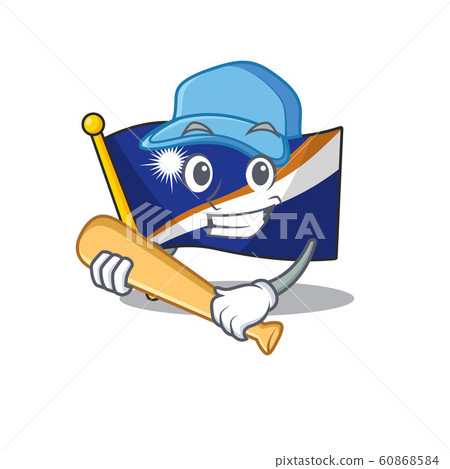 Cool flag marshall island Scroll cartoon character design with baseball Cool flag marshall island Scroll cartoon character design with baseball 60868584