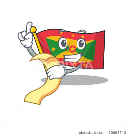 Flag grenada Scroll cartoon character holding menu ready to serve Flag grenada Scroll cartoon character holding menu ready to serve 60868740