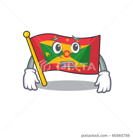 mascot of flag grenada Scroll showing afraid look face 60868786