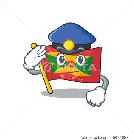 Flag grenada Scroll Cartoon mascot style as a Police officer 60868884