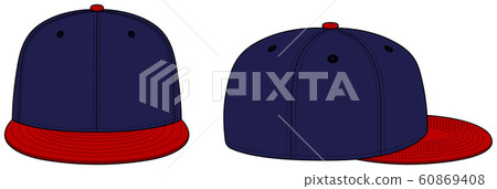 棒球帽模板圖/藍色和紅色 60869408