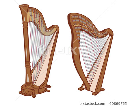 插圖材料集大豎琴和槓桿豎琴。 插圖材料集大豎琴和槓桿豎琴。 60869765