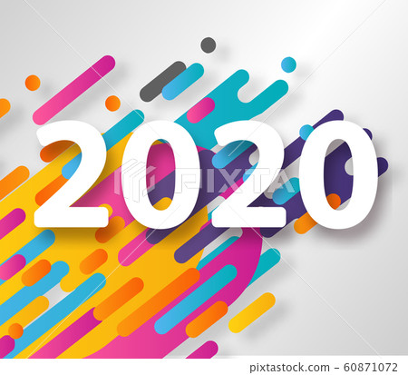 Creative happy new year 2020 card on modern dynamic background. Perfect for presentations, flyers and banners, leaflets, postcards and posters. Creative happy new year 2020 card on modern dynamic background. Perfect for presentations, flyers and banners, leaflets, postcards and posters. 60871072