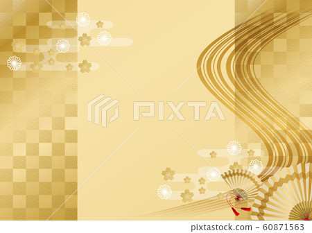 Frame: Japanese style, celebration streamline, fan, Japanese style, haze, haze cloud, frame 60871563
