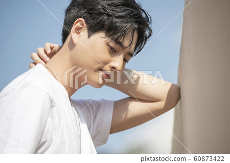 Rooftop sky man 60873422