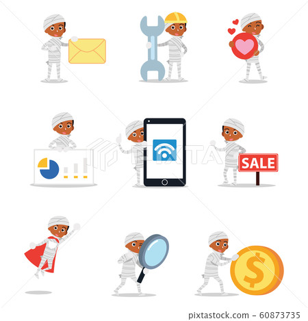The character set of female mummy a frightening kid. 60873735