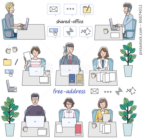 Shared office desk work set 60874012