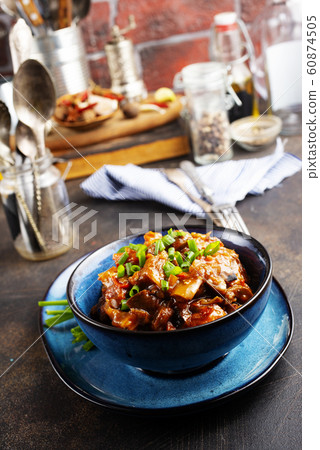 fried cabbage with meat 60874505