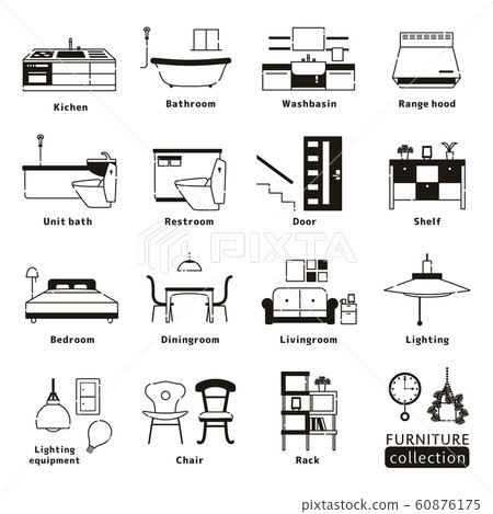 室內的圖標集 60876175