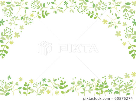 Pastel style: green small flower frame decoration (upper circle) 60876274
