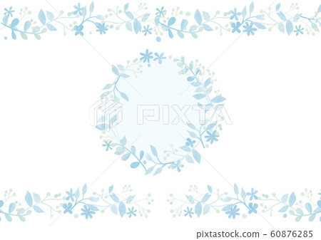 Pastel style blue round flower frame decoration Pastel style blue round flower frame decoration 60876285