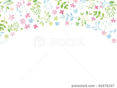 Pastel style spring frame on colorful florets background Pastel style spring frame on colorful florets background 60876287