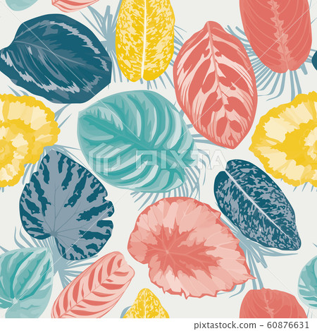 Various color begonia leaves seamless white 60876631