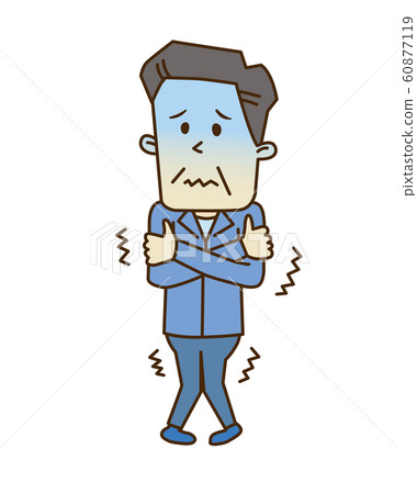 Middle-aged worker who feels cold Middle-aged worker who feels cold 60877119