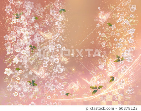 Spring cherry blossoms and butterflies 60879122