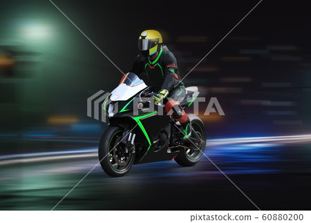 Racing bike rider racing at high speed on a Racing bike rider racing at high speed on a 60880200