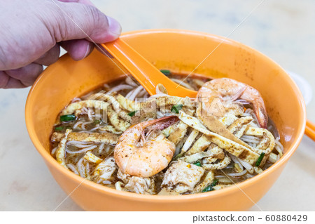 Simple no frills Sarawak laksa with prawn and 60880429