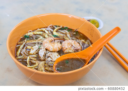 Simple no frills Sarawak laksa with prawn and 60880432