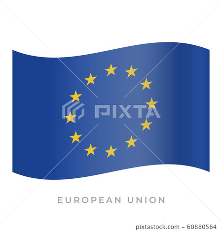 European Union waving flag vector icon. Vector... - Stock Illustration ...