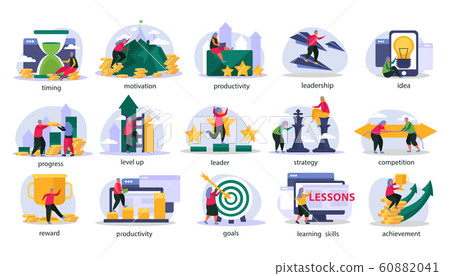 Business Gamification Recolor Icons Set 60882041