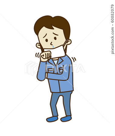 Young worker coughing Young worker coughing 60882079