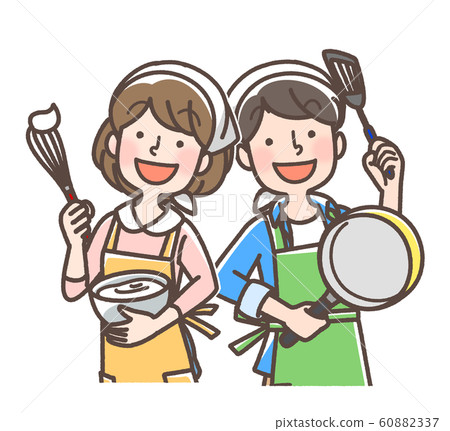 Cooking boy girl triangle white Cooking boy girl triangle white 60882337