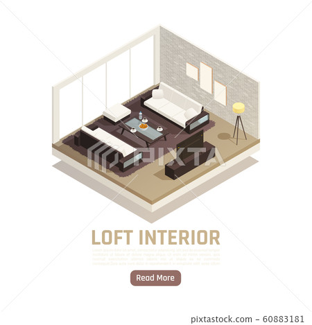 Loft Interior Isometric View 60883181