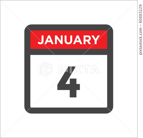 January 4 calendar icon including day of month 60883229