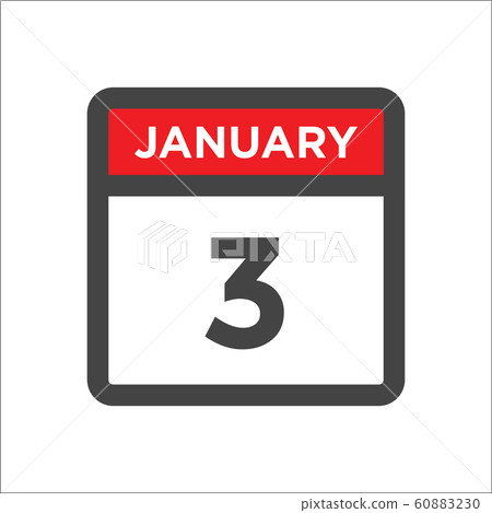 January 3 calendar icon including day of month 60883230