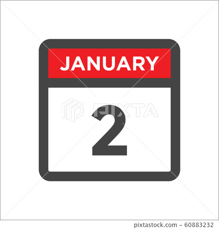January 2 calendar icon including day of month January 2 calendar icon including day of month 60883232