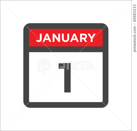 January 1 calendar icon including day of month January 1 calendar icon including day of month 60883233