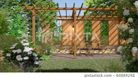 Pergola Garden 05 - Stock Illustration [60884298] - PIXTA