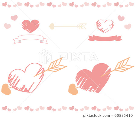 Hand drawn heart and arrow set - Stock Illustration [60885410] - PIXTA
