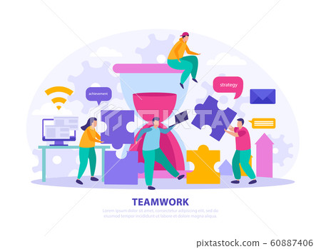 Teamwork Flat Design Concept - Stock Illustration [60887406] - PIXTA
