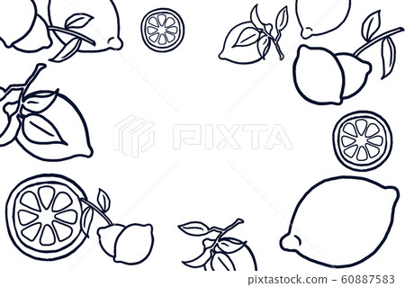 Frame lemon material hand painted pen horizontal composition 60887583