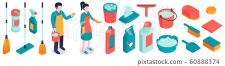Cleaning Equipment Isometric Set Cleaning Equipment Isometric Set 60888374