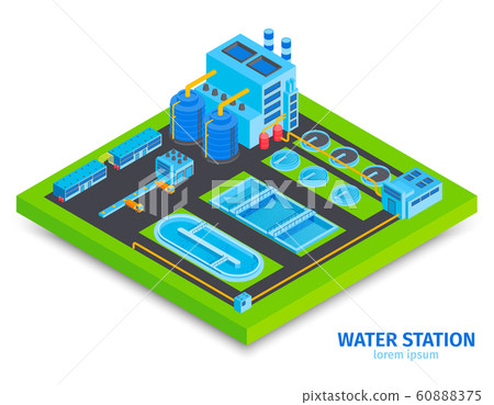 Isometric Water Station Composition 60888375