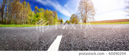 Road panorama background on sunny spring day Road panorama background on sunny spring day 60890204