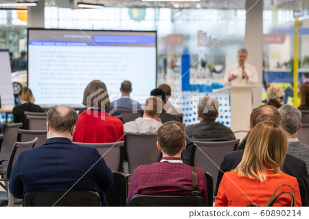 Audience listens lecturer at workshop Audience listens lecturer at workshop 60890214