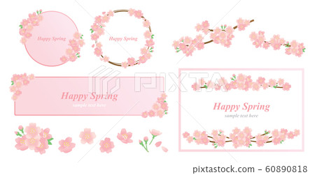 櫻花，春天，花卉，框架，框架，背景，插圖，矢量，設置 60890818