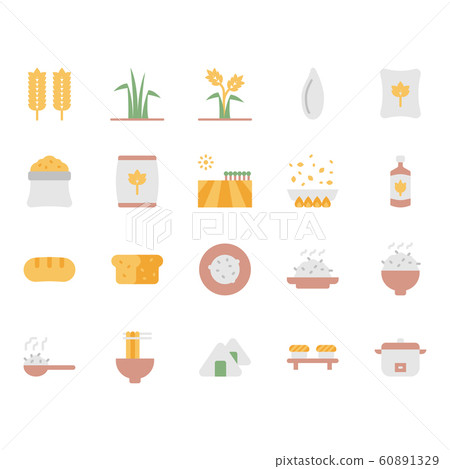 Rice icon and symbol set in flat design 60891329